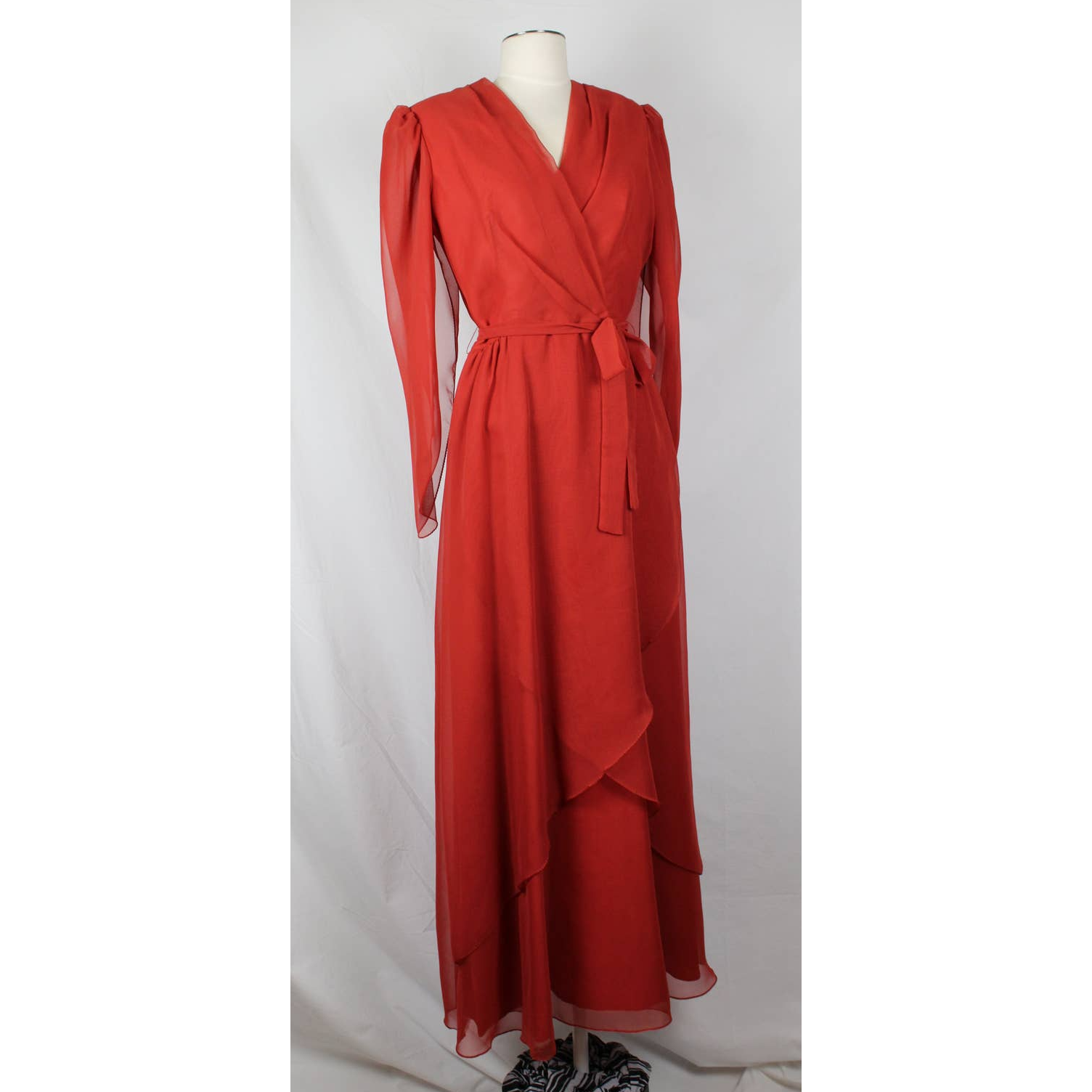 Vintage Union Made Deep Auburn Faux Wrap Dress